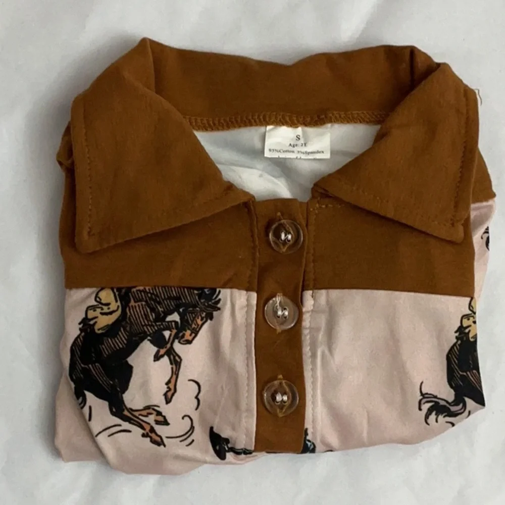 NWOT Baby Western Rodeo Romper Cowboy Print